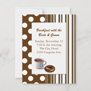 Stylish Brown & White Wedding Breakfast Invitation