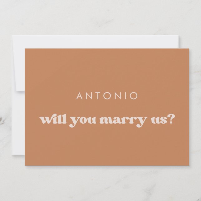 Stylish brown Will you marry us proposal card (Front)