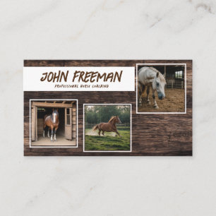 Stylish Brown Wood Horse Photos Equestrian Business Card