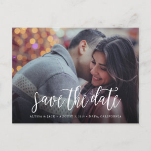 Stylish Brush Script Save the Date Postcard