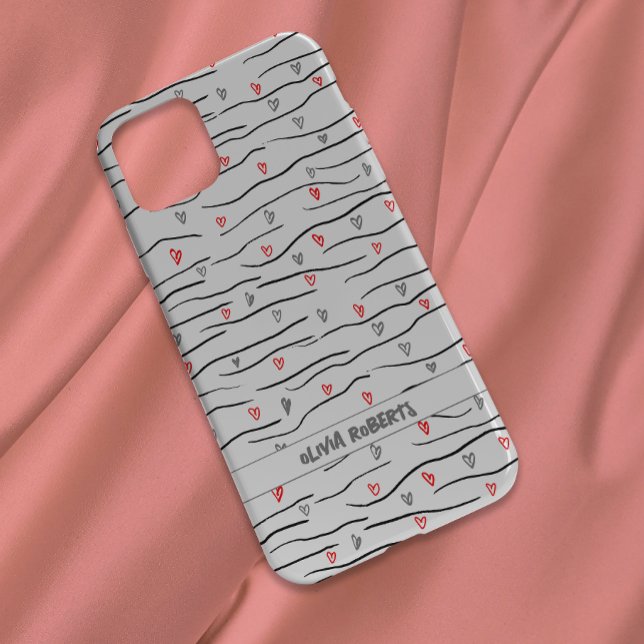 Stylish brushstrokes Hearts Lines Pattern Personal Case-Mate iPhone Case (Creator Uploaded)