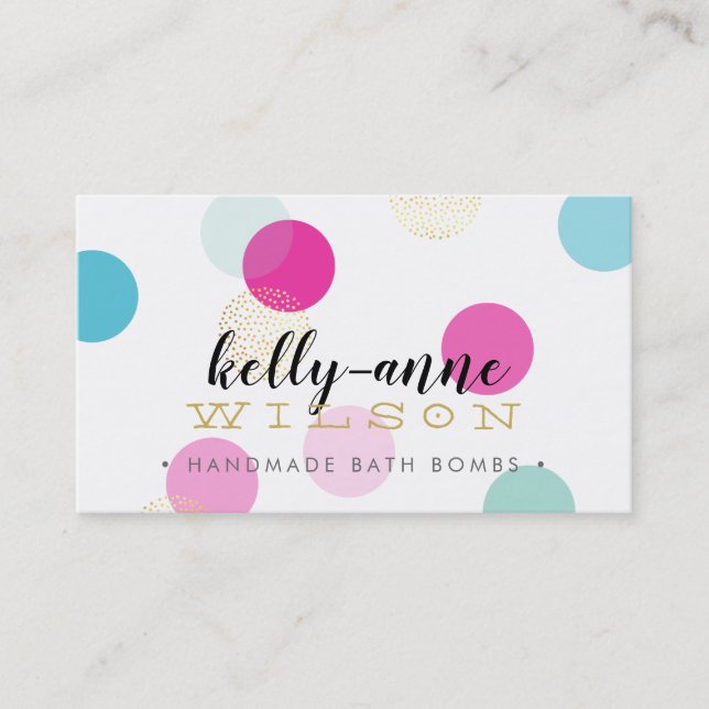 STYLISH BUBBLES SPOTS glam luxe gold bath bomb Business Card (Front)