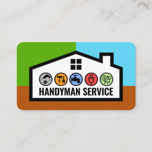 Stylish Building Frame With Handyman Tools Business Card