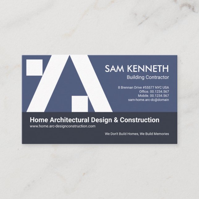 Stylish Building Roof A-Frame Construction Builder Business Card (Front)