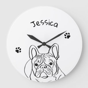 Stylish Bulldog Minimalist  Large Clock