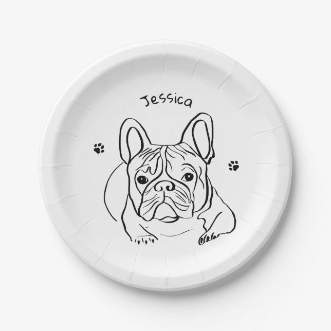 Stylish Bulldog Minimalist  Paper Plate (Front)