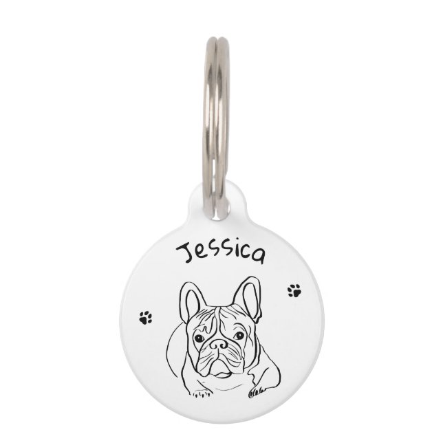 Stylish Bulldog Minimalist  Pet Tag (Front)