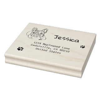 Stylish Bulldog Minimalist  Rubber Stamp