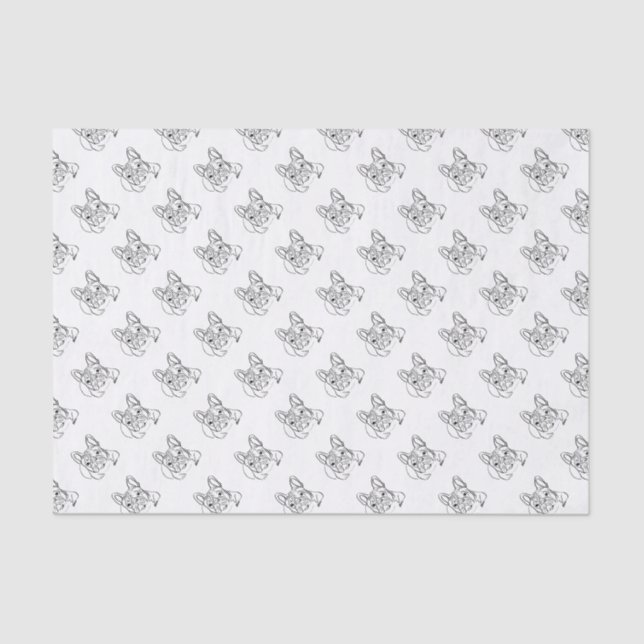 Stylish Bulldog Minimalist  Tissue Paper (Front)