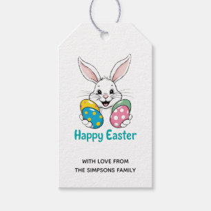 Stylish bunny eggs Floral Happy Easter Gift Tags