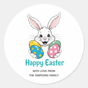 Stylish bunny eggs Floral Happy Easter Sticker