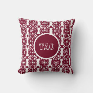 Stylish burgundy and white Tao calligraphy Cushion