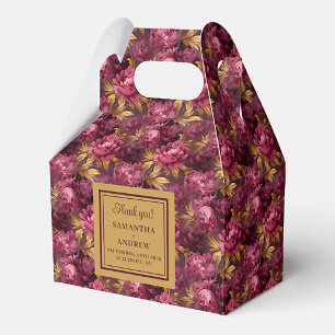 Stylish Burgundy Blush Gold Boho Wedding Thank You Favour Box