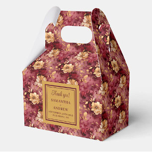 Stylish Burgundy Blush Gold Wedding Thank You Box