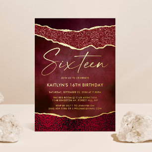 Stylish Burgundy Geoed Agate 16th Birthday Real
