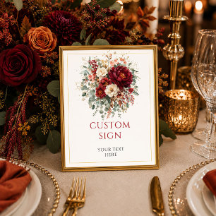 Stylish Burgundy Gold Floral Deep Red custom 8x10  Poster