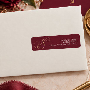 Stylish Burgundy Golden Typography Wedding
