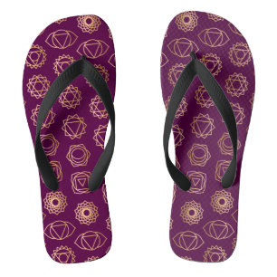 Stylish Burgundy Purple Green Chakra Pattern Flip Flops