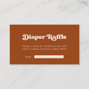 Stylish Burnt Orange Baby shower diaper raffle Enclosure Card
