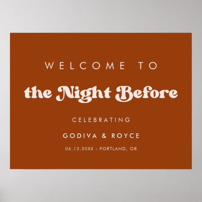 Stylish Burnt Orange Welcome to The Night Before Poster (Front)