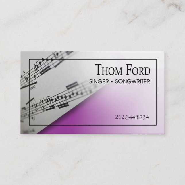 Stylish Business Card - all purpose "Sheet Music" (Front)