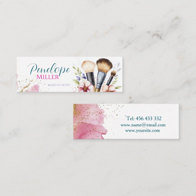 stylish business card with brushes for makeup  (Front/Back)