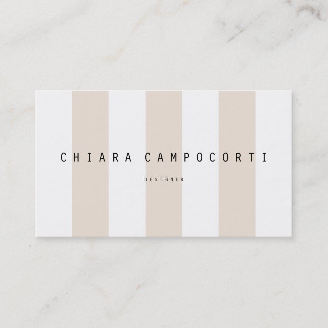Stylish business card with white and sand stripes (Front)