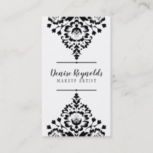 STYLISH BUSINESS elegant pretty damask black white Business Card