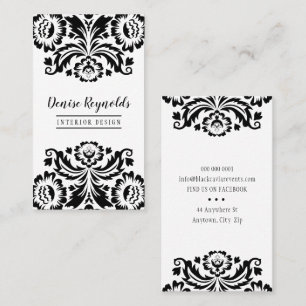 STYLISH BUSINESS elegant pretty damask black white Card