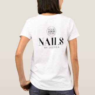 Stylish Business Employee Name Logo Nail Salon T-Shirt