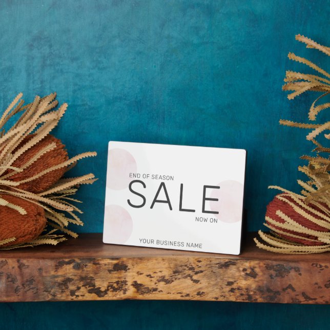 Stylish Business Pink Watercolor Circles Sale Sign Plaque (Side)