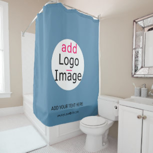 Stylish Business Promotion Custom Dusty Blue Shower Curtain