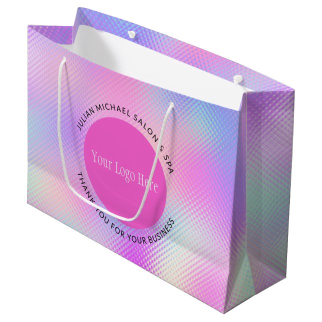 Stylish Business Promotional Logo Holographic Large Gift Bag (Front Angled)