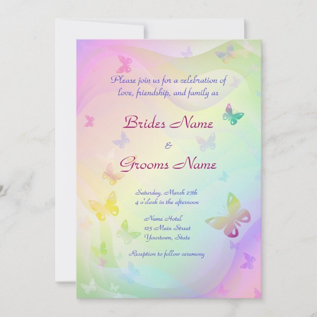 Stylish Butterflies Wedding Invitation (Front)