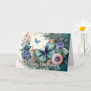 Stylish Butterfly Art Happy Birthday Card