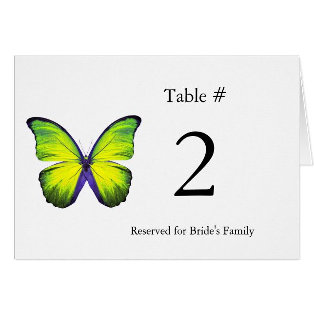 Stylish Butterfly Reception Table Number (Front Horizontal)