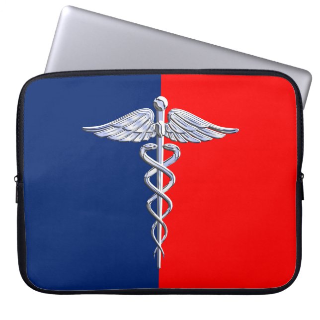 Stylish Caduceus Medical Symbol League Laptop Sleeve (Front)