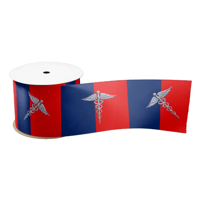 Stylish Caduceus Medical Symbol League Satin Ribbon (Spool)