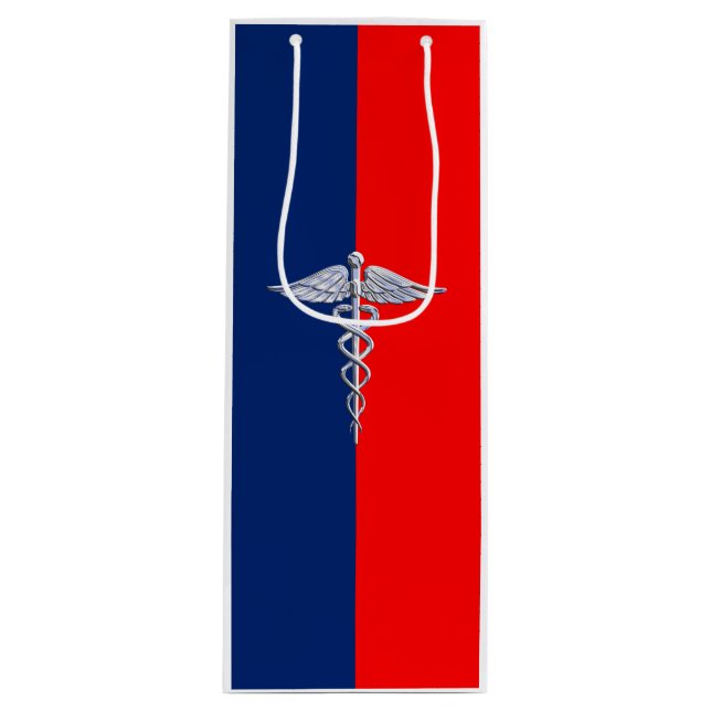 Stylish Caduceus Medical Symbol League Wine Gift Bag (Front)