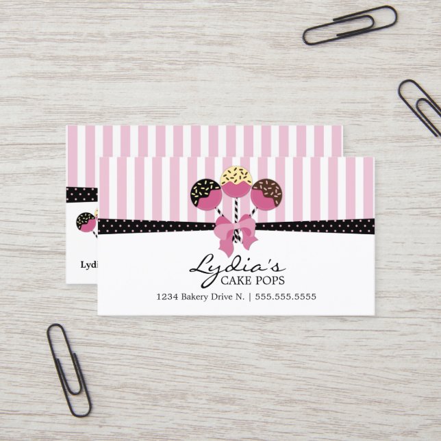 Stylish Cake Pops Bakery Business Card (Front/Back In Situ)