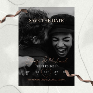 Stylish Calendar Photo Double-sided Save The Date