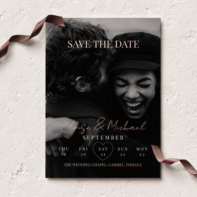Stylish Calendar Photo Double-sided Save The Date (Stylish Calendar Photo Double-sided Save The Date Foil Invitation)