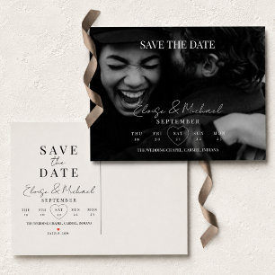 Stylish Calendar Photo Wedding Save The Date Announcement Postcard