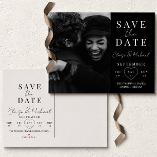 Stylish Calendar Photo Wedding Save The Date Announcement Postcard