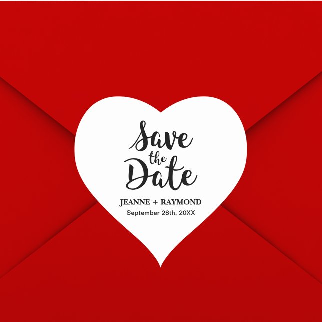 Stylish Calligraphy Custom Wedding Save the Date Heart Sticker (Creator Uploaded)