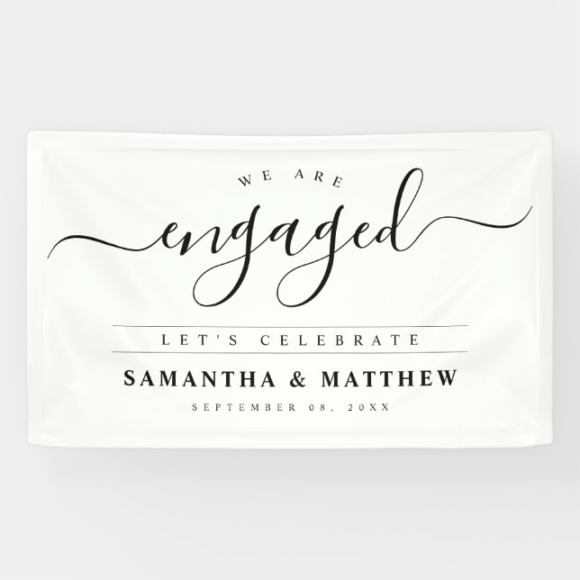 Stylish Calligraphy Engagement Party Welcome Sign (Horizontal)
