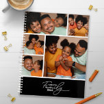 Stylish Calligraphy Family Photo Collage Planner<br><div class="desc">Create a personalised planner using this easy photo collage template. Add pictures to the front,  including the year,  your family name,  and your name or other custom text,  and a full-size photo on the back cover.</div>