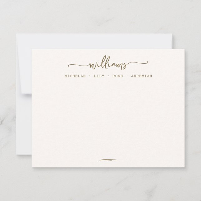 Stylish Calligraphy Family Surname Gold Script  Card (Front)