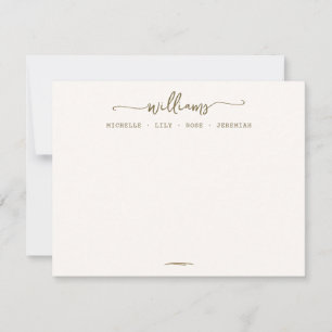 Stylish Calligraphy Family Surname Gold Script  Card