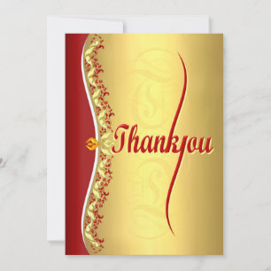 Stylish calligraphy in red and gold Thank You